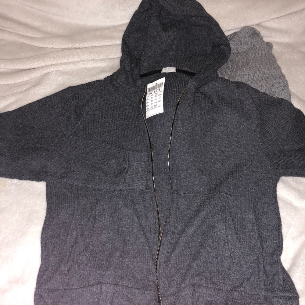 BRAND NEW brandy melville dark grey zip up hoodie